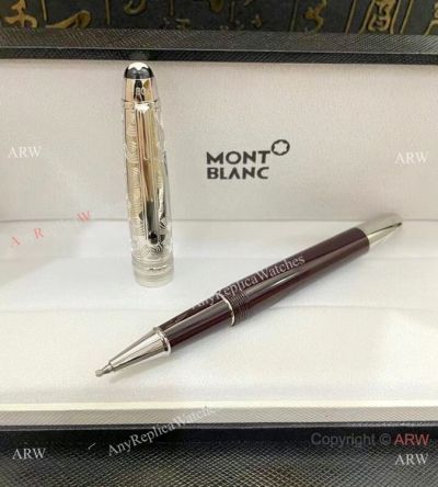 Mont Blanc Around the World in 80 days Doue Classique Rollerball pen 145 Silver Red Barrel